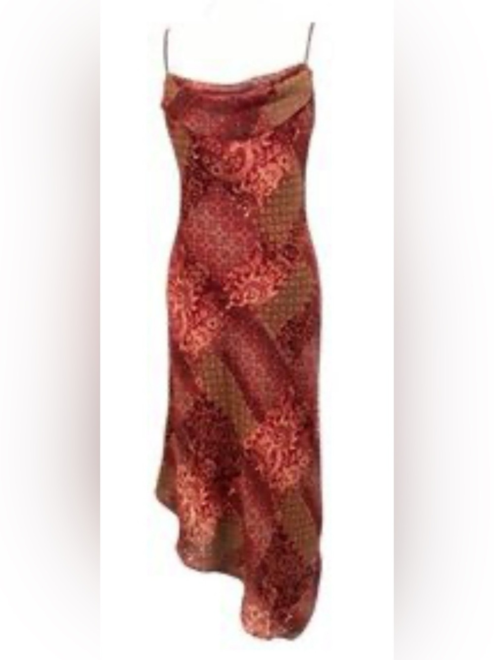 Y2K Strappy Patchwork Assymetric Maxi Slip Dress